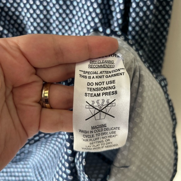 BUTTERCLOTH Men’s Slim Fit Button Down Shirt Size Large Raindrop Print Stretch - Picture 6 of 7